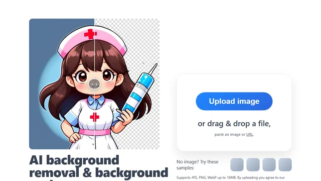 AI background removal example — subject cut out with transparent background