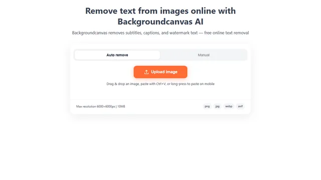 BackgroundCanvas.app text removal tool interface