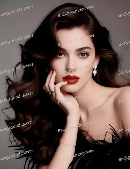 Portrait with studio-style watermark overlay before AI removal